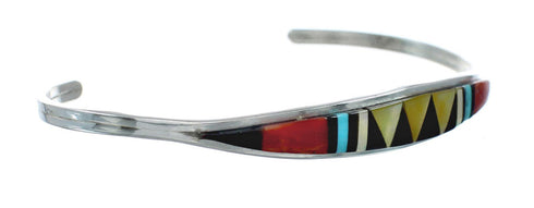 Zuni Multicolor Inlay Sterling Silver Cuff Bracelet NN20133